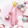 Large number 1 crown light pink