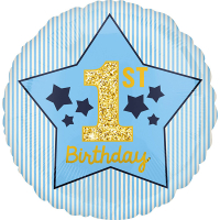 STANDARD BOY 1ST BIRTHDAY BLUE & GOLD