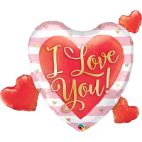 Supershape i love you pink stripes & hearts