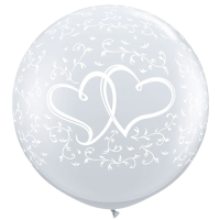 3Ft entwined hearts-a-rnd diamond clear