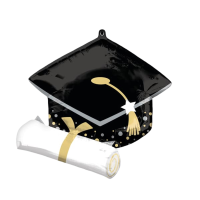 Supershape black grad cap with diploma