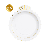Plates paper crown white and gold