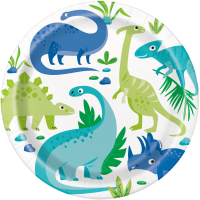 Plates paper blue green dinosaur