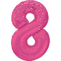 Large number 8 glitz pink
