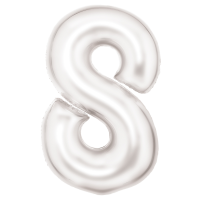 Large number 8 silk lustre white