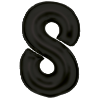 Large number 8 silk lustre black