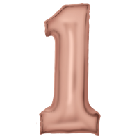 Large number 1 silk lustre rose gold