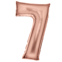 Large number 7 silk lustre rose gold