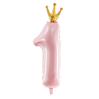 Large number 1 crown light pink