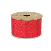 Ribbon wired edge ribbon red with red glitter