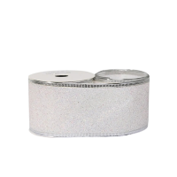 Ribbon Glitter 63mm White Wire