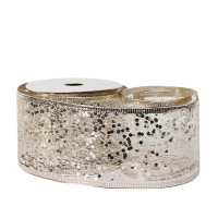 Ribbon Glitter Mesh 63mm Champagne