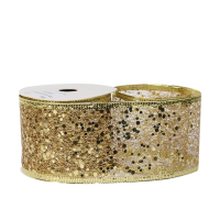 Ribbon Glitter Mesh 63mm Gold