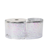 Ribbon glitter mesh 63cm white