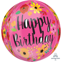 Orbz happy birthday pink floral