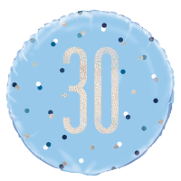 Standard blue & silver glitz prismatic age 30