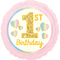 Standard girl 1st birthday pink & gold