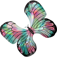 Supershape holographic teal&pink butterfly