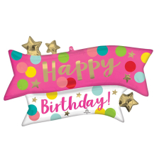 4633901<br>Large Shape Happy Birtdhay Pink Confetti