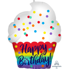 4157501<br>Junior Shape Happy Birthday Satin Cupcake