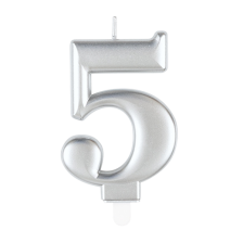 Candle Number 5 Silver