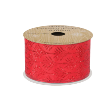 Ribbon Wired Edge Ribbon Red With Red Glitter