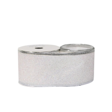 Ribbon Glitter 63mm White Wire