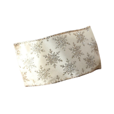Ribbon Gold With Gold Glitter Snowflakes