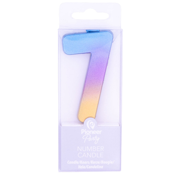Candle numeral 7 rainbow ombre