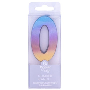 Candle numeral 0 rainbow ombre