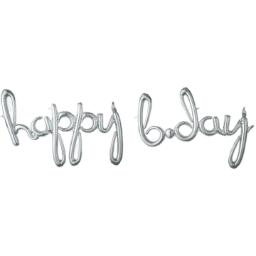 Script phrase happy bday silver