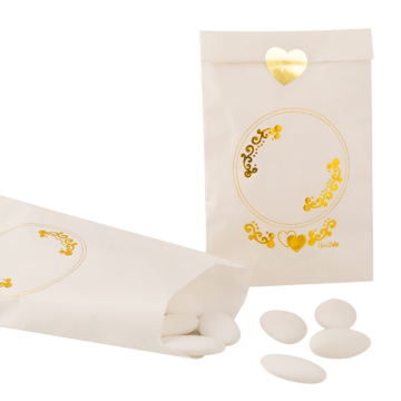 Wedding paper bags gold printed with stickers