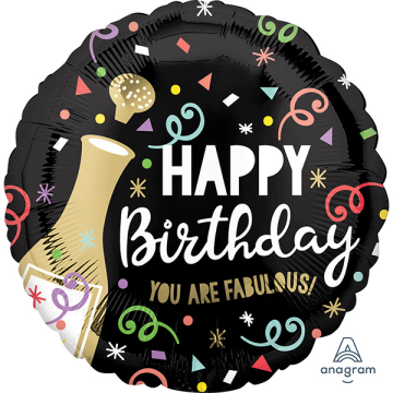 Standard happy birthday gold bubbly