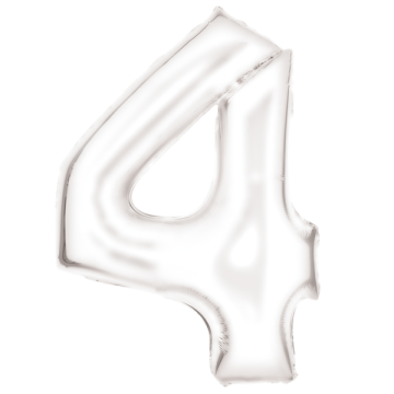 Large number 4 silk lustre white