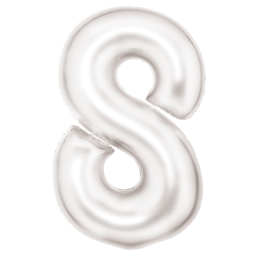 Large number 8 silk lustre white