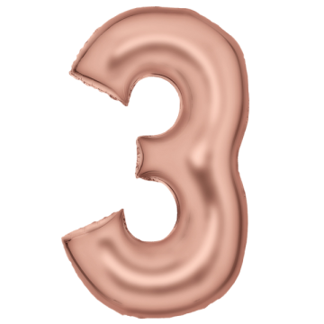 Large number 3 silk lustre rose gold