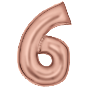 Large number 6 silk lustre rose gold