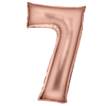 Large number 7 silk lustre rose gold