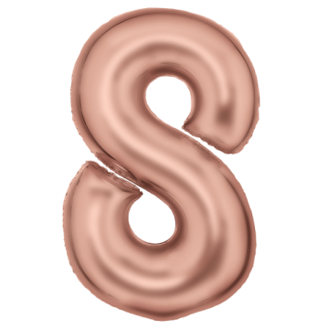 Large number 8 silk lustre rose gold
