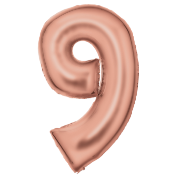 Large number 9 silk lustre rose gold
