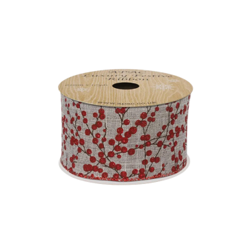 Ribbon edge grey and red berries
