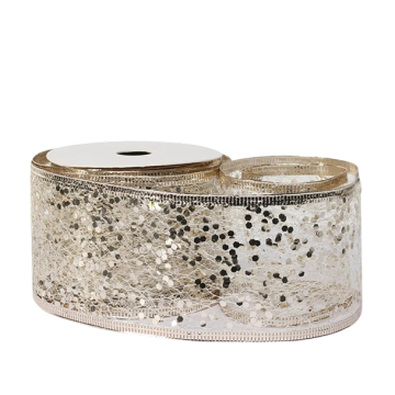 Ribbon glitter mesh 63mm champagne