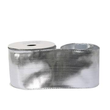 Ribbon metallic 63mm silver edge