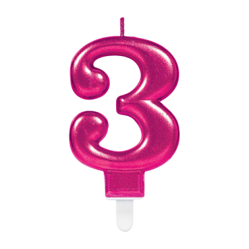 Candle number 3 pink
