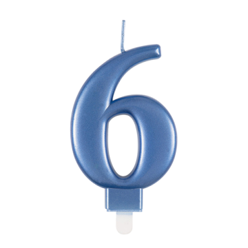 Candle number 6 blue