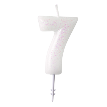 Candle number 7 glitter white