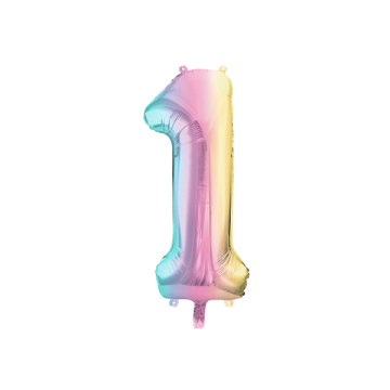Large number 1 pastel rainbow