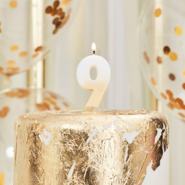 Candle number 9 ombre gold