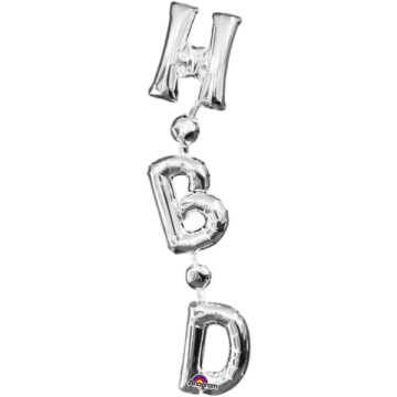 Script phrase hbd silver vertical