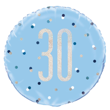 Standard blue & silver glitz prismatic age 30